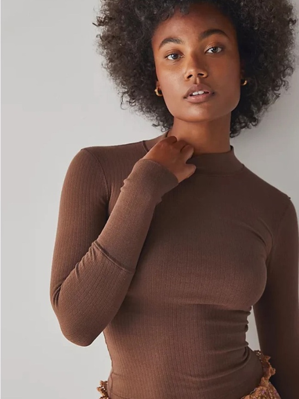 Free People Intimately The Rickie Ribbed Mock Neck Long Sleeve Too Sz Small